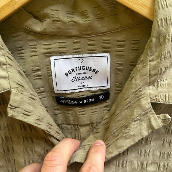 Portuguese Flannel Seersucker Brown Button Down in Size Medium - Picture 3 of 3